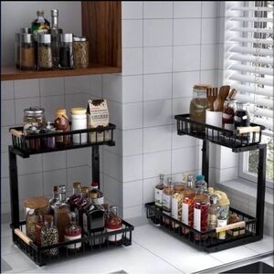 2 Packs Under Sink Organizer, 2
Tier Metal Slide out Sink Shelf Pull out